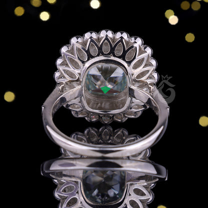 4.41CT Vintage Cushion Moissanite Engagement Ring, Milgrain Bezel Double Halo