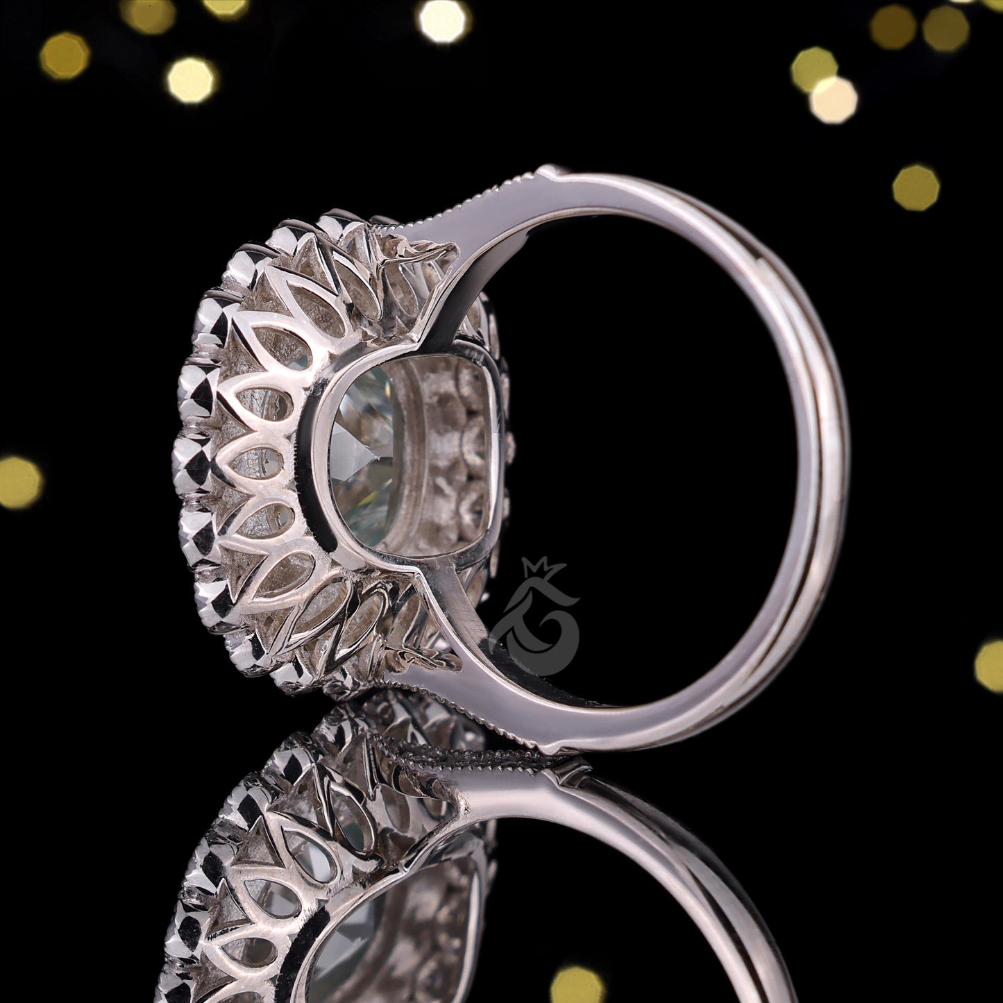 4.41CT Vintage Cushion Moissanite Engagement Ring, Milgrain Bezel Double Halo