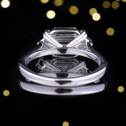 Vintage Hexagon Moissanite Engagement Ring, 14K East-West Solitaire Ring, Unique Wedding Band