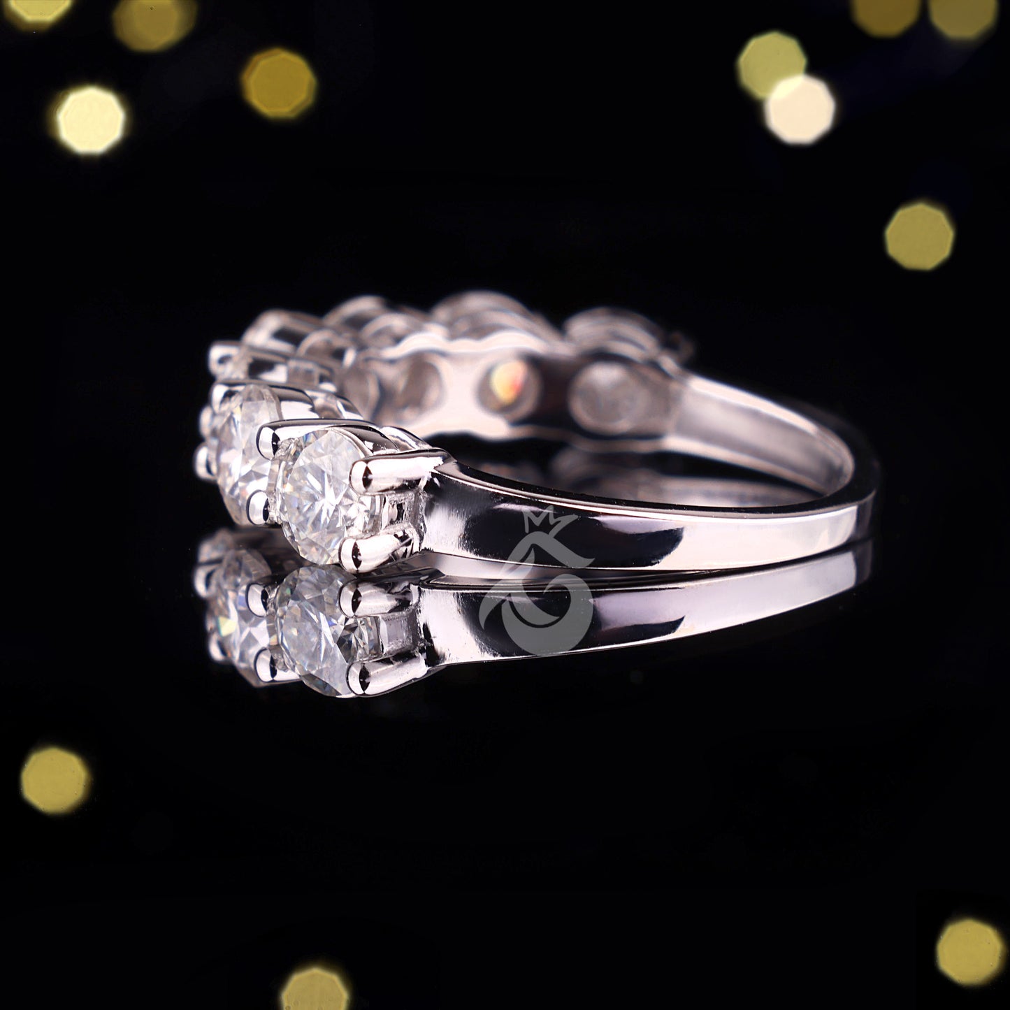 4MM Round Moissanite Half Eternity Wedding Band – 10K White Gold Matching Ring for Her