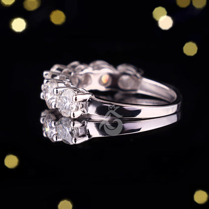 4MM Round Moissanite Half Eternity Wedding Band – 10K White Gold Matching Ring for Her