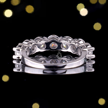 4MM Round Moissanite Half Eternity Wedding Band – 10K White Gold Matching Ring for Her