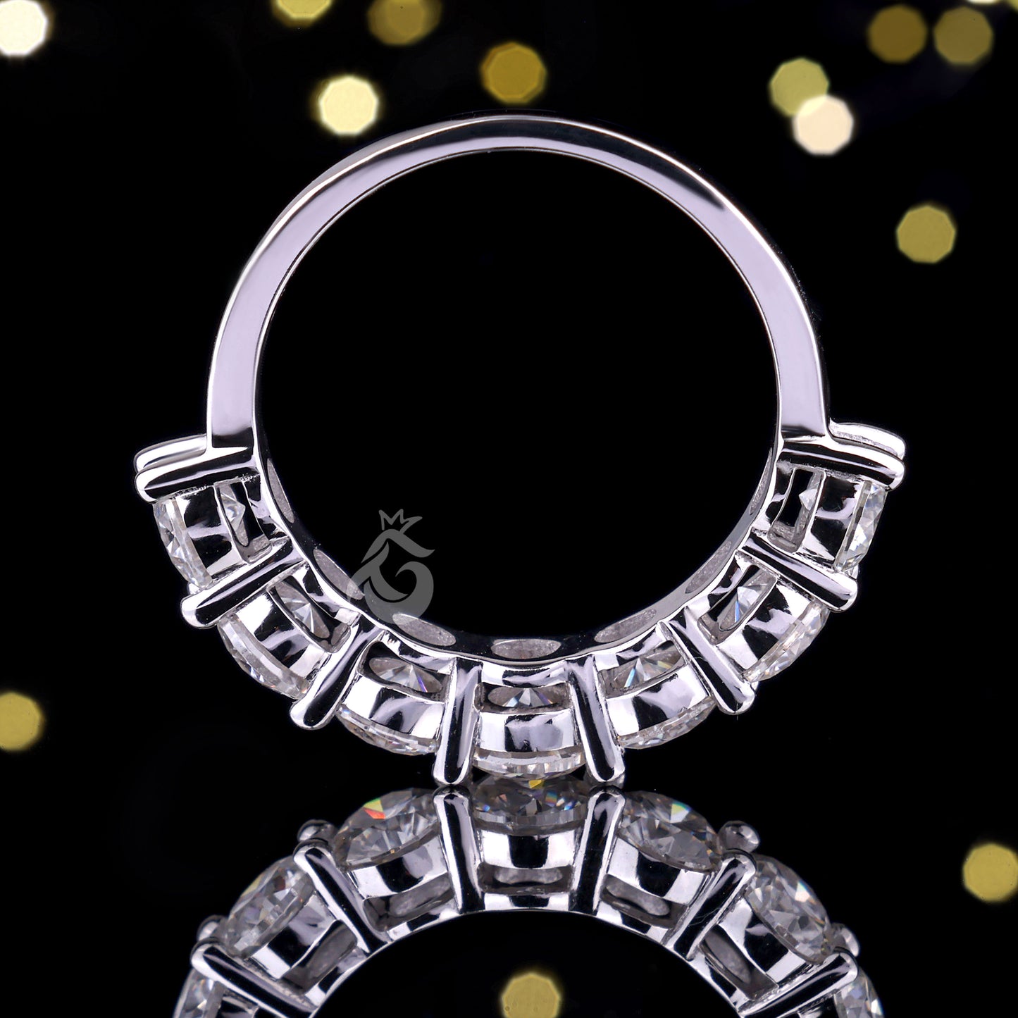 4MM Round Moissanite Half Eternity Wedding Band – 10K White Gold Matching Ring for Her
