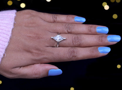 2CT Lozenge Cut Moissanite Engagement Ring – 14K Yellow Gold Kite Shape Solitaire Ring