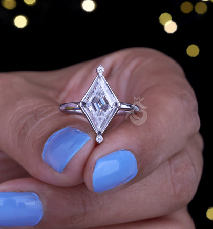 2CT Lozenge Cut Moissanite Engagement Ring – 14K Yellow Gold Kite Shape Solitaire Ring