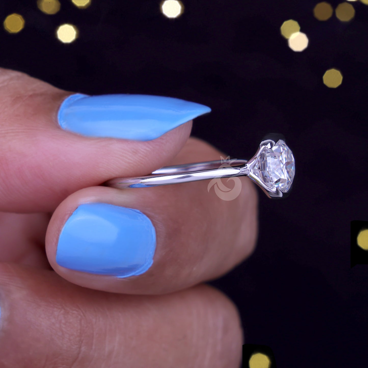 1.67CT East-West Oval Moissanite Solitaire Ring – Half Bezel Set 10K/14K/18K White Gold Engagement Ring