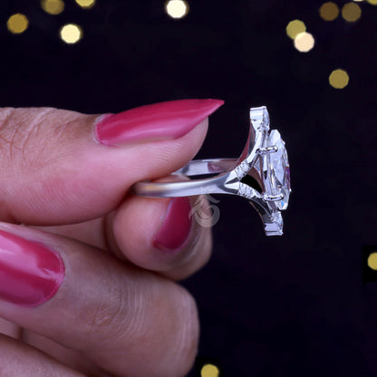 1.41CT Marquise Moissanite Split Shank Engagement Ring – 10K Gold Cluster Wedding & Promise Ring