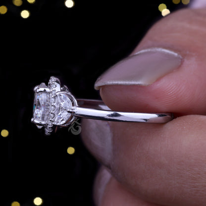 Oval Halo Moissanite Engagement Ring – 10K Gold Marquise Side Stone Bridal & Anniversary Ring