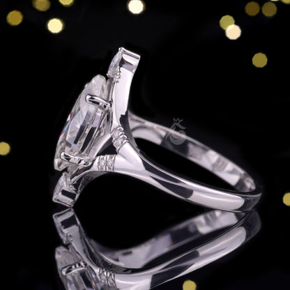 1.41CT Marquise Moissanite Split Shank Engagement Ring – 10K Gold Cluster Wedding & Promise Ring