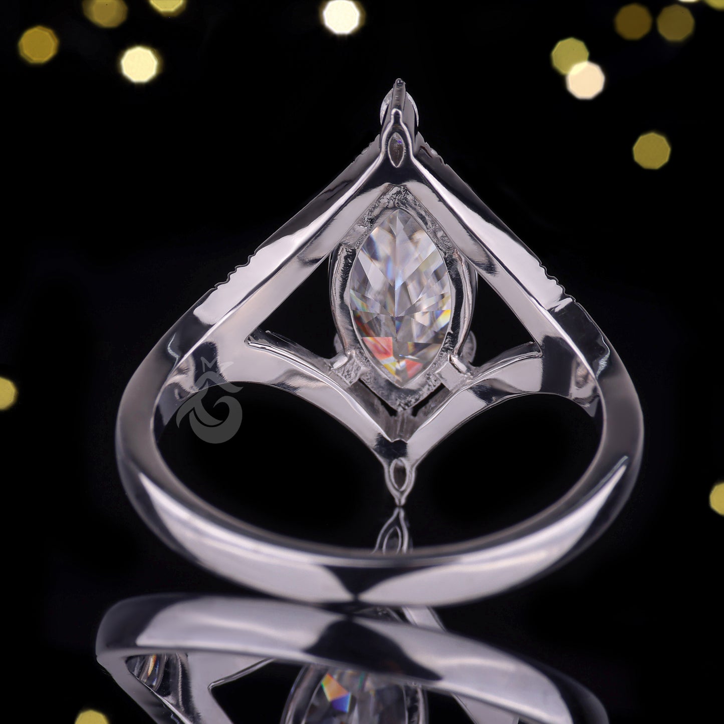 1.41CT Marquise Moissanite Split Shank Engagement Ring – 10K Gold Cluster Wedding & Promise Ring