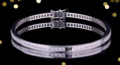 2MM Princess Cut Moissanite Tennis Bracelet – 14K White Gold Bezel Set Jewelry
