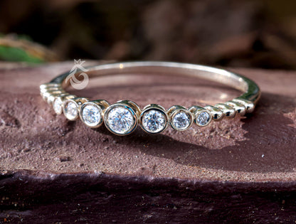 Round Bezel Set Half Eternity Band – Seven Stone Yellow Gold Wedding & Anniversary Ring