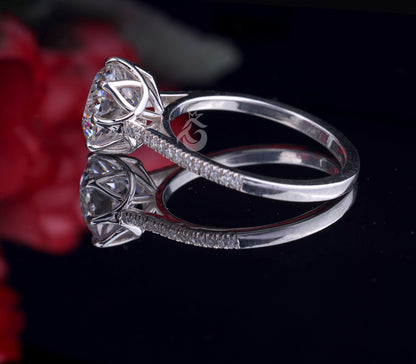 Vintage 2.79 CT Portuguese Cut Moissanite Engagement Ring, Solitaire Antique Wedding Ring, Anniversary Gift