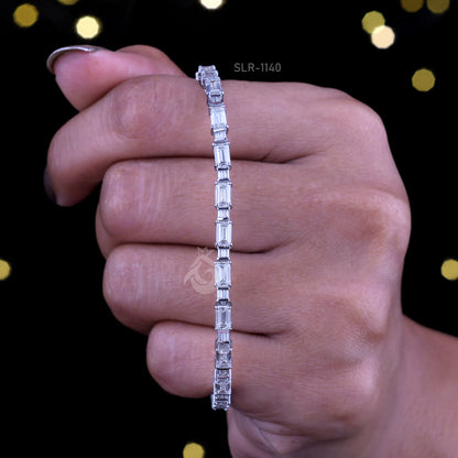 Dainty Baguette Moissanite Tennis Bracelet – 925 Silver Minimalist Jewelry