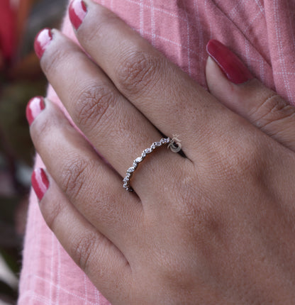 Full Eternity 0.52 TCW Marquise & Round Moissanite Band – 14K White Gold Stackable Wedding Ring