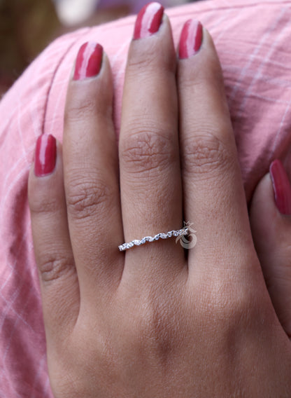 Full Eternity 0.52 TCW Marquise & Round Moissanite Band – 14K White Gold Stackable Wedding Ring