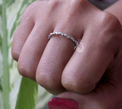 Full Eternity 0.52 TCW Marquise & Round Moissanite Band – 14K White Gold Stackable Wedding Ring