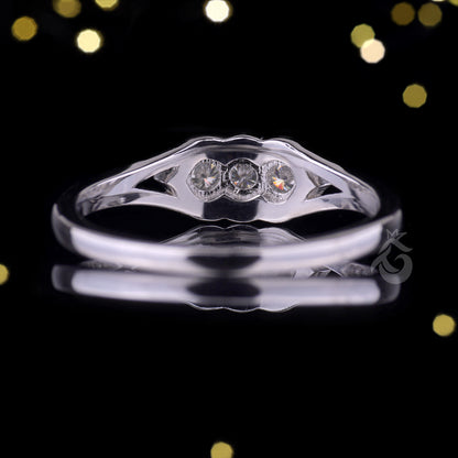 Custom Round Cut Cluster Moissanite Ring – 10K/14K/18K Gold Three-Stone Halo Engagement & Promise Ring