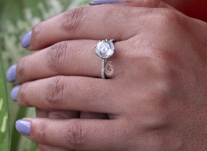 Vintage 2.79 CT Portuguese Cut Moissanite Engagement Ring, Solitaire Antique Wedding Ring, Anniversary Gift