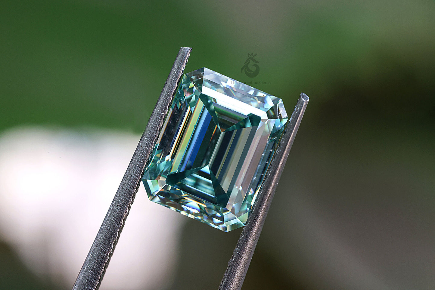 9x7MM Cyan Blue Emerald Cut Moissanite Loose Gemstone for Jewelry