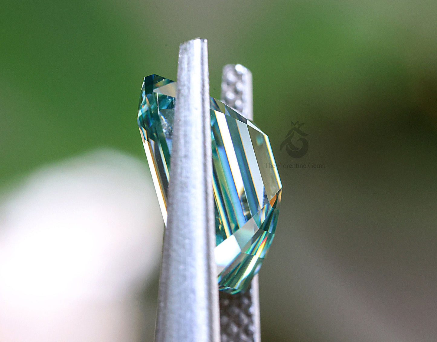 9x7MM Cyan Blue Emerald Cut Moissanite Loose Gemstone for Jewelry