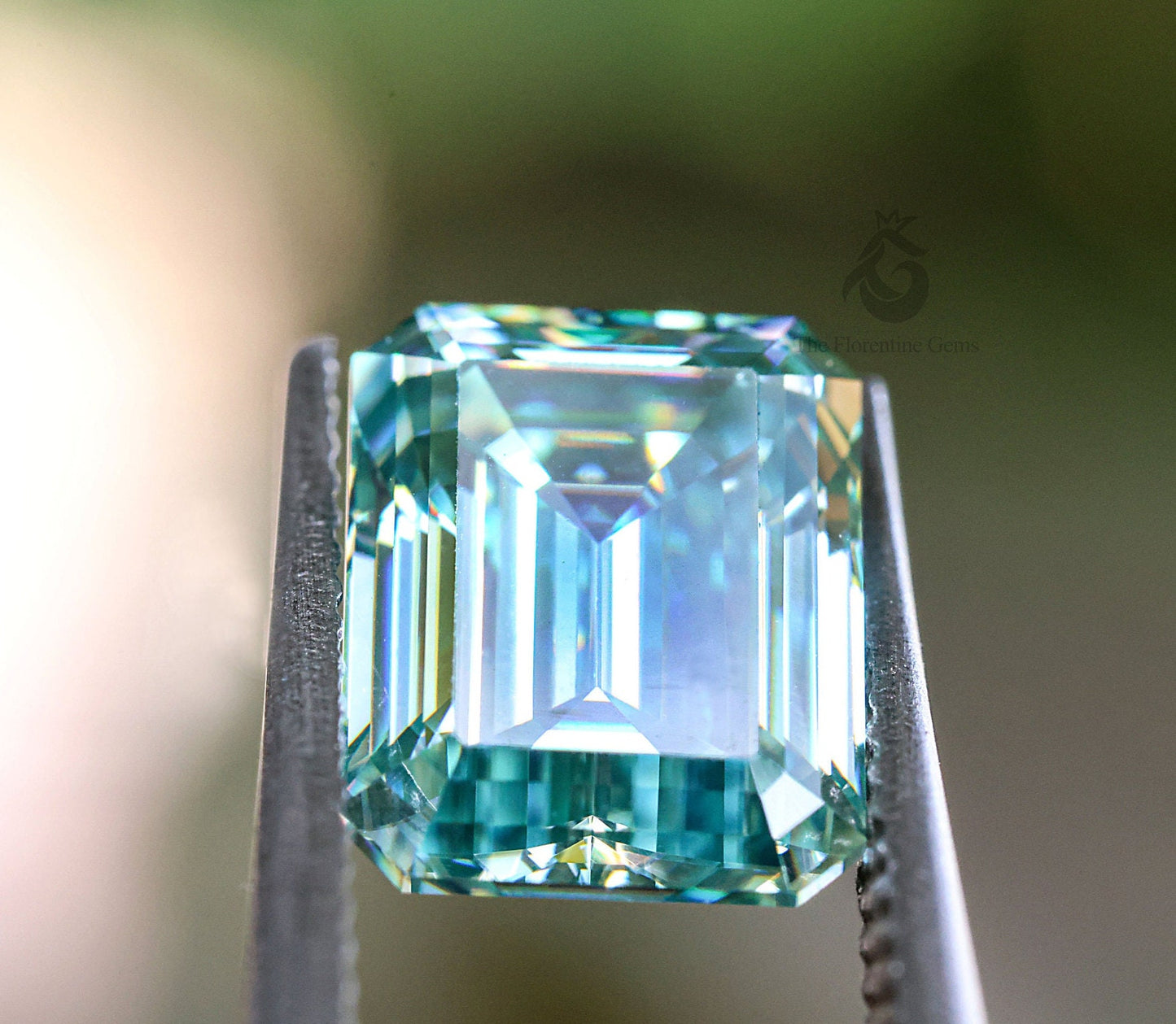 9x7MM Cyan Blue Emerald Cut Moissanite Loose Gemstone for Jewelry