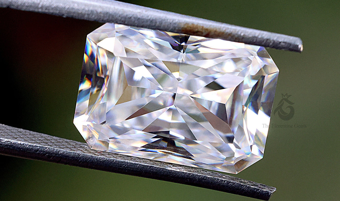5CT Radiant Cut Crushed Ice Colorless Moissanite Loose Gemstone for Jewelry