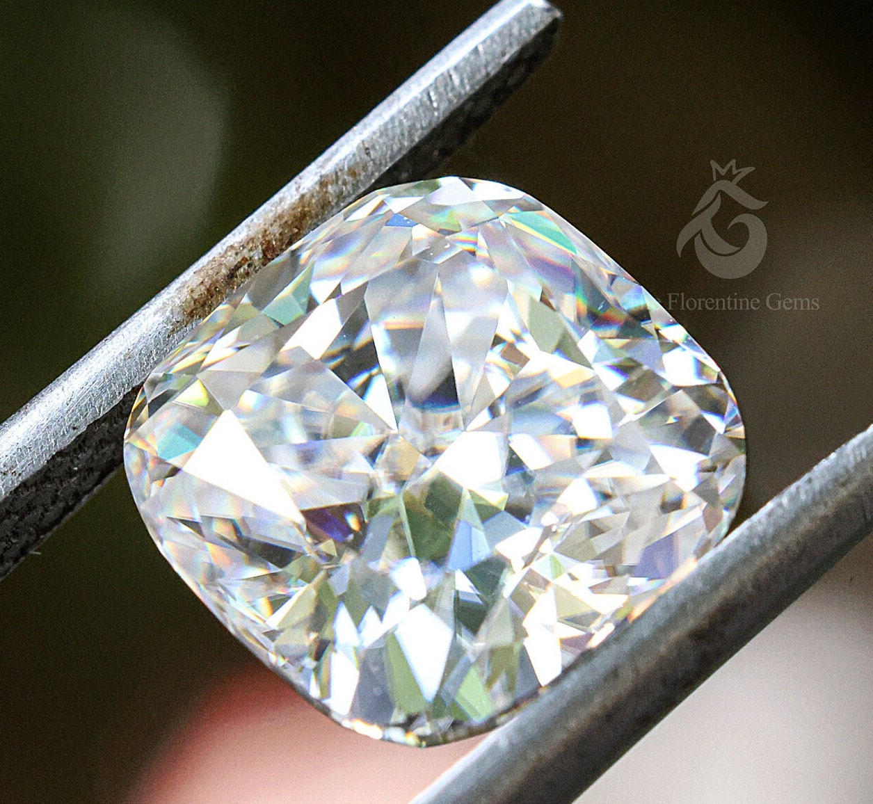 2.5CT Cushion Cut Ice Crushed Moissanite Loose Gemstone for Jewelry