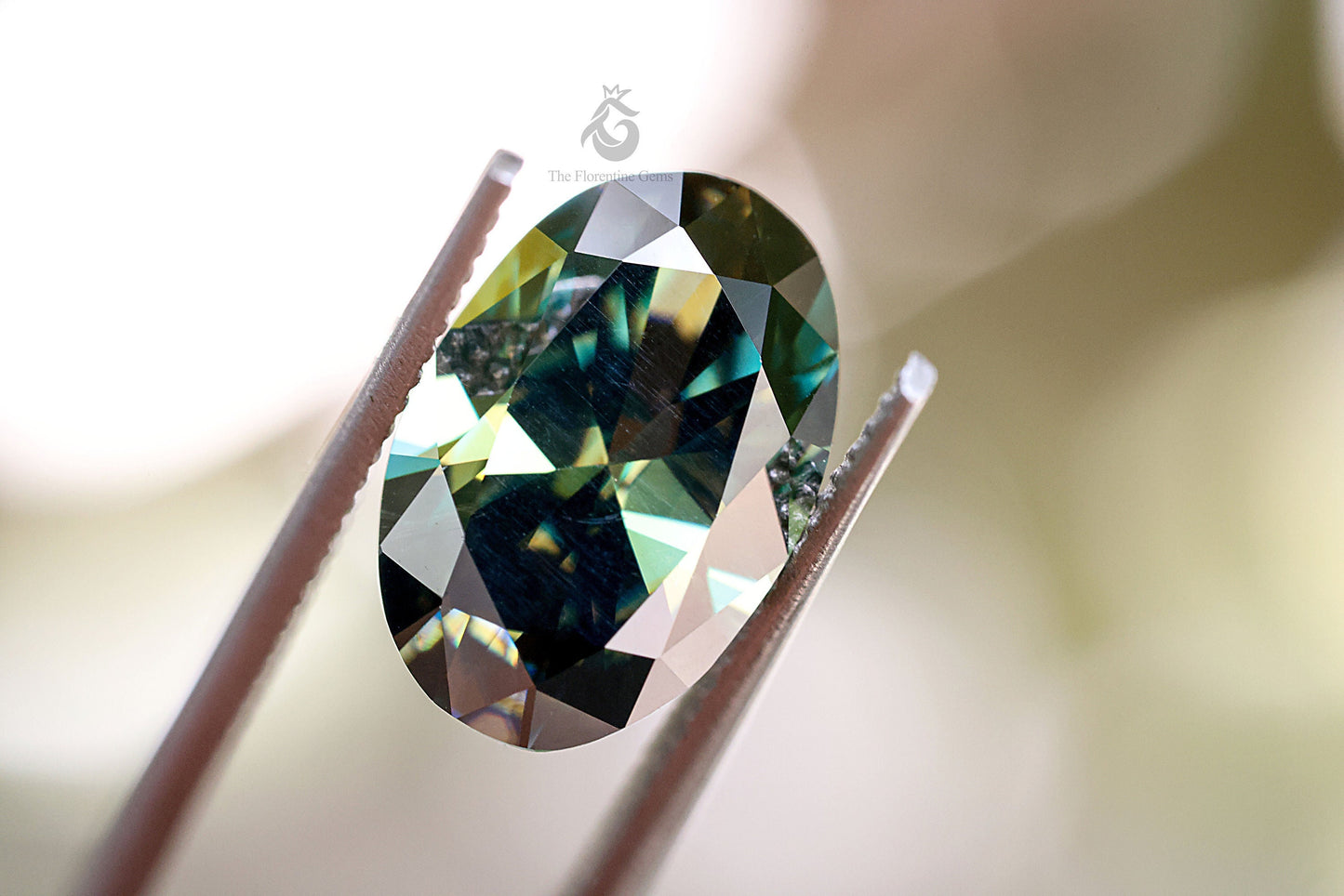 3CT Blue Green Oval Brilliant Cut Moissanite Loose Gemstone for Jewelry