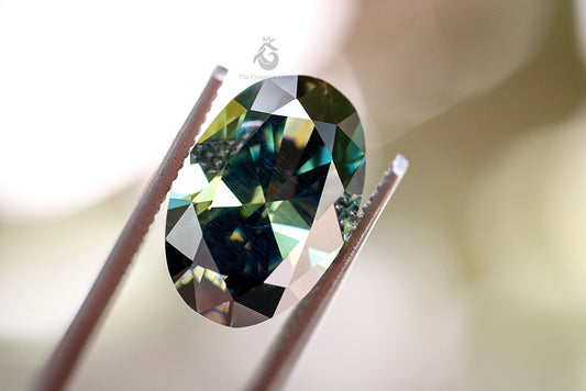 3CT Blue Green Oval Brilliant Cut Moissanite Loose Gemstone for Jewelry