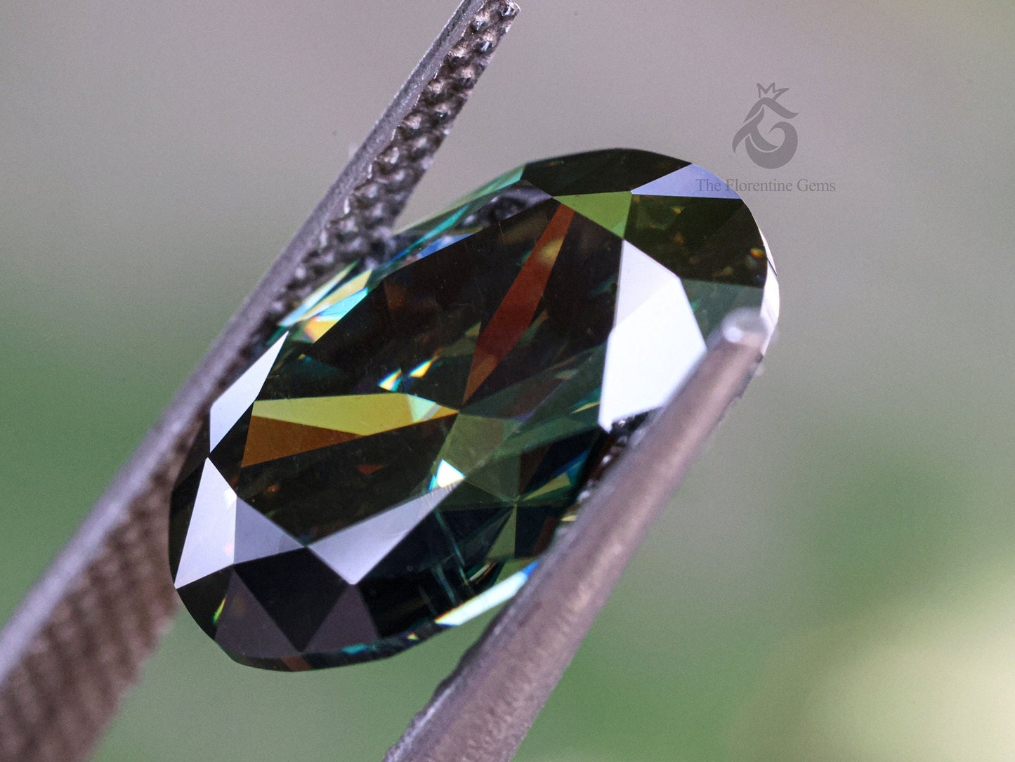 3CT Blue Green Oval Brilliant Cut Moissanite Loose Gemstone for Jewelry
