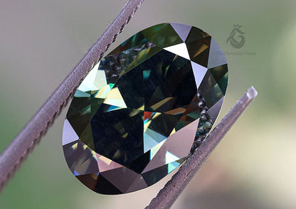 3CT Blue Green Oval Brilliant Cut Moissanite Loose Gemstone for Jewelry