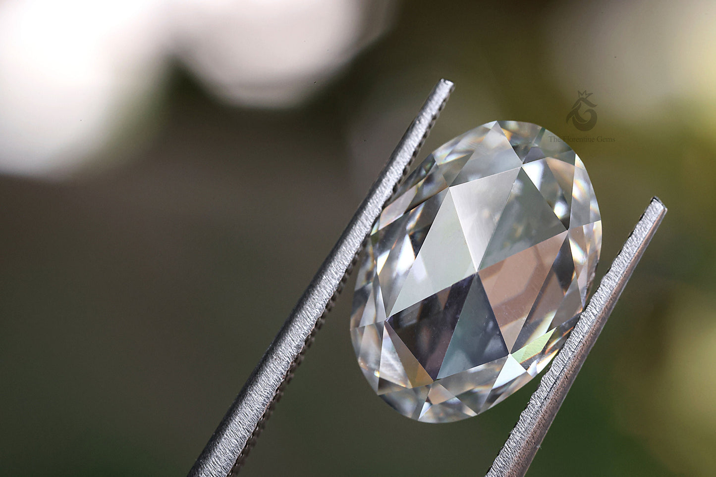3CT Oval Rose Cut True White Moissanite Loose Gemstone for Jewelry