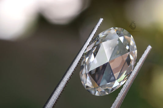 3CT Oval Rose Cut True White Moissanite Loose Gemstone for Jewelry