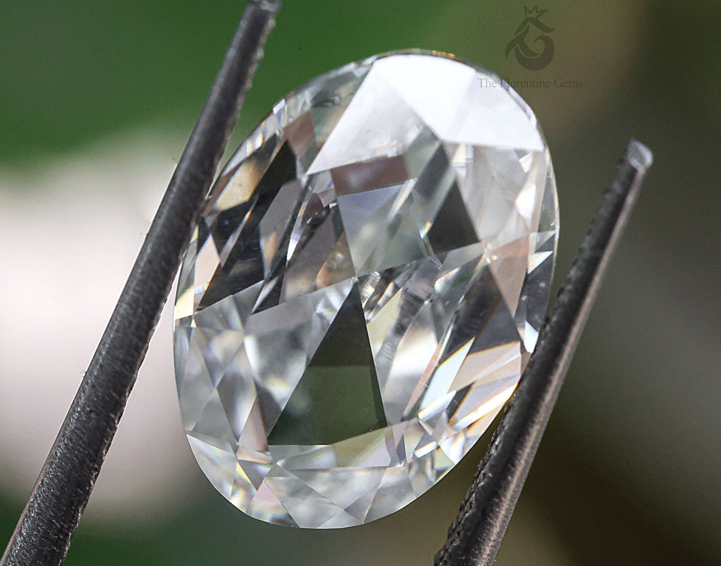 3CT Oval Rose Cut True White Moissanite Loose Gemstone for Jewelry