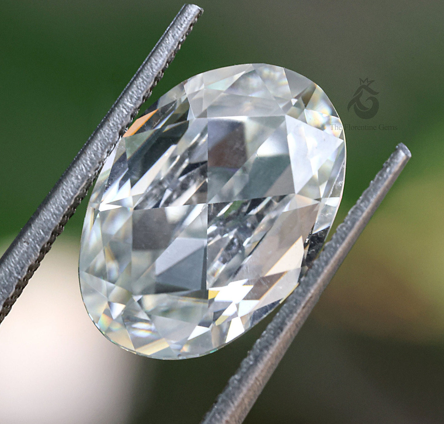 3CT Oval Rose Cut True White Moissanite Loose Gemstone for Jewelry