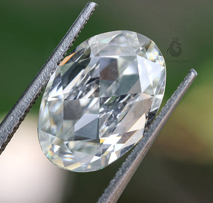3CT Oval Rose Cut True White Moissanite Loose Gemstone for Jewelry