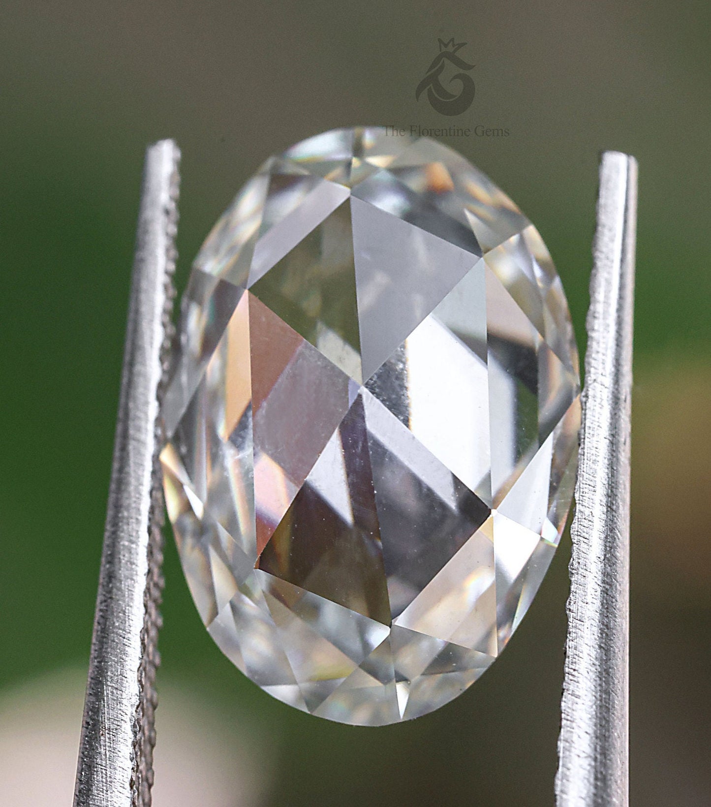 3CT Oval Rose Cut True White Moissanite Loose Gemstone for Jewelry