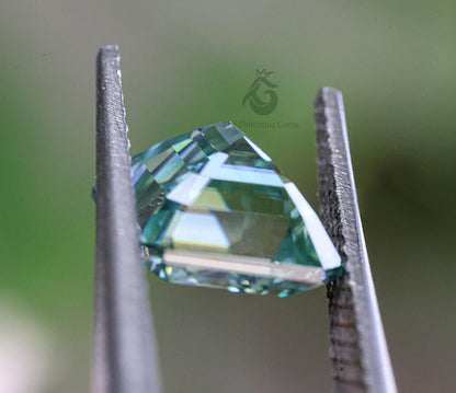 9x7MM Cyan Blue Emerald Cut Moissanite Loose Gemstone for Jewelry