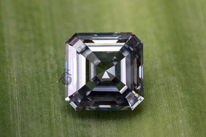 Dark Gray Asscher Cut VVS1 Moissanite Loose Gemstone with Certificate