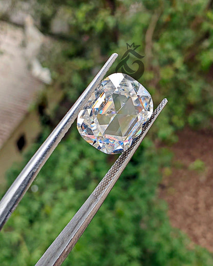 3CT Antique Cushion Rose Cut White Moissanite Loose Gemstone for Jewelry