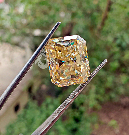 5CT Fancy Brownish Yellow Radiant Cut Moissanite Loose Gemstone for Jewelry