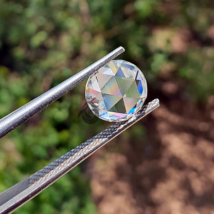 1CT Round Rose Cut Colorless Moissanite Loose Gemstone for Custom Jewelry