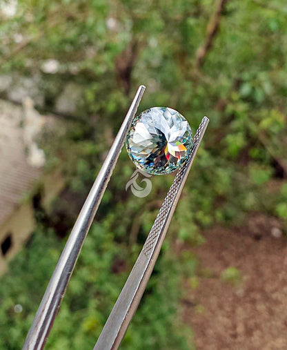 2CT Light Green Portuguese Cut Moissanite Loose Gemstone for Jewelry