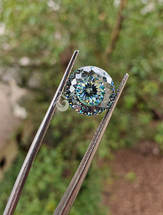 2CT Light Green Portuguese Cut Moissanite Loose Gemstone for Jewelry