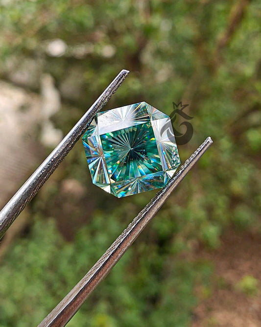 Fantasy Square Light Green Moissanite – Vintage Loose Stone for Engagement Ring