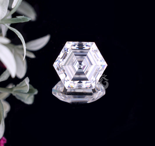 2.59CT Step Cut Hexagon Loose Moissanite for Ring & Jewelry
