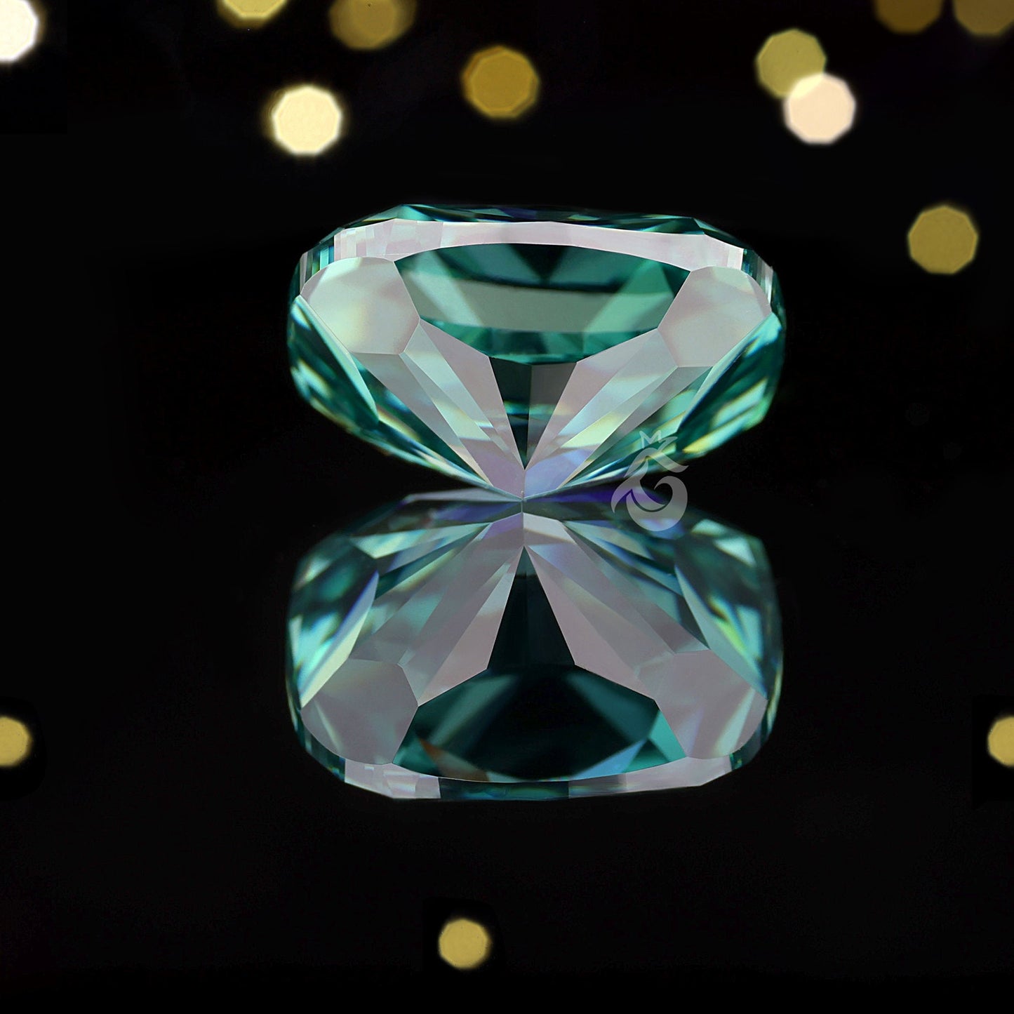 Elongated Cushion Cut Greenish Blue Moissanite Loose Gemstone for Jewelry