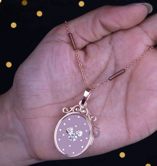 Grey Moissanite Art Deco Love Symbol Locket Pendant in 10K Rose Gold