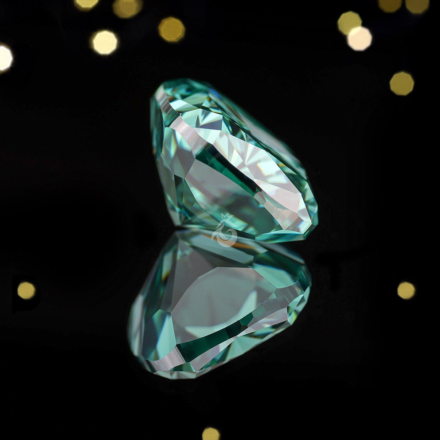 Elongated Cushion Cut Greenish Blue Moissanite Loose Gemstone for Jewelry